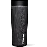 Corkcicle Commuter Cup Travel Mug - Insulated Coffee Mug with Lid - Keeps Drinks Cold 18 Hours - 360° Spill-Proof Sip Lid - Holiday Gift - Great for Gifting Warmth - 17 oz - Burnt Wood