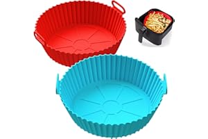 LIFETASTIC 2 Pack Air Fryer Silicone Liners Pot for 3 to 5 QT, BPA-Free, Food Grade Airfryer Basket Bowl, Replacement of Flammable Parchment Paper, Reusable Baking Tray Oven Accessories(Top 8in, Bottom 6.75in)…