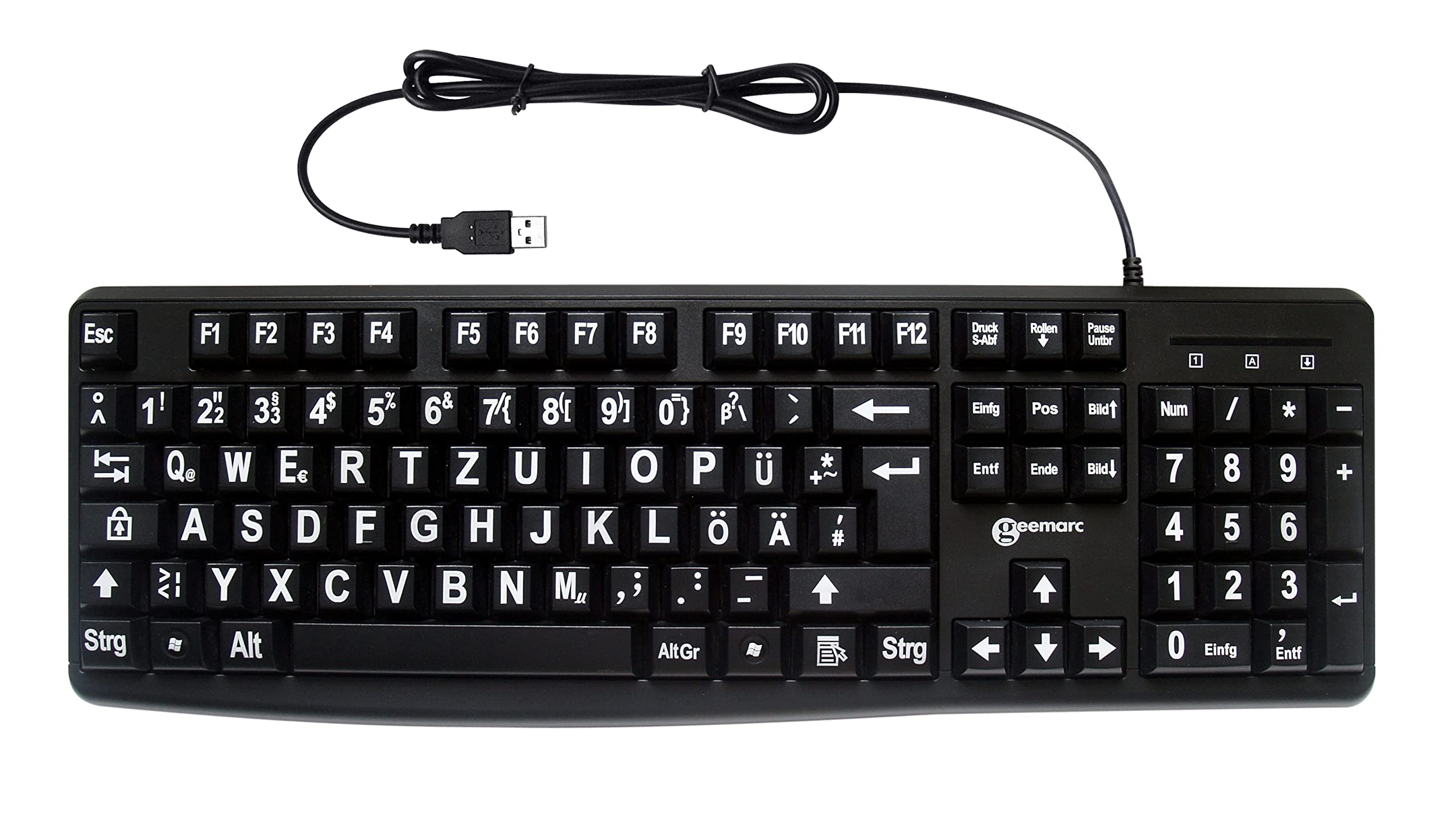 Geemarc KBSV3_BLK_GE Clavier USB Allemand, QWERTZ, Windows® Noir Extragroße Tasten