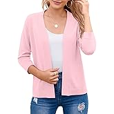 Bettysays Women's 3/4 Sleeve Open Front Cropped Cardigan Sweater Elegant Shrugs for Women