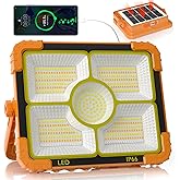 100W LED Solar Work Light, 466 LED 10000LM Magnetic Worklight with 5 Modes, 12000mAh Battary Rechargeable, IP66 Waterproof Portable Solar Outdoor Working Light for Emergency, Repair, Camping