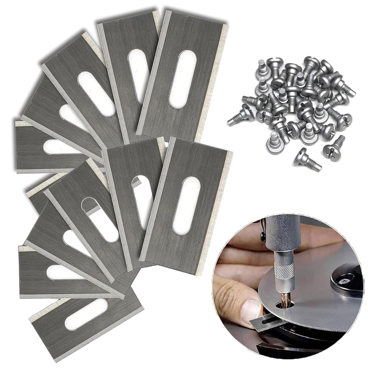 Kjzeex Replacement Robot Lawnmower Blades for Robotic Lawnmower, 32 Pack Lawn Mower Blades for Husqvarna Automower/Gardena Robotic (Silver)