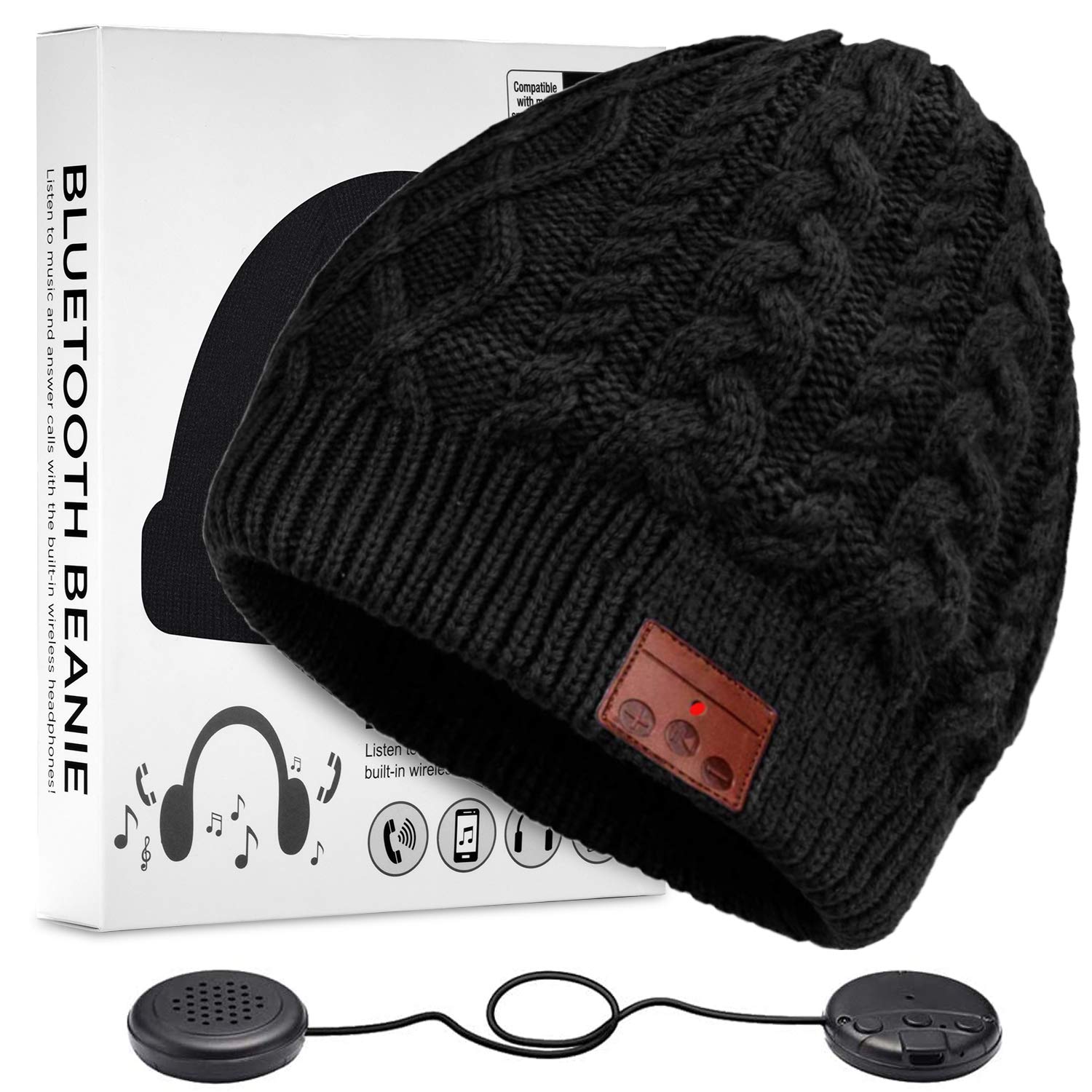 ZRUHIG Bluetooth Beanie Hat, Bluetooth Winter Music Hat Knit Running Cap Men with Stereo Speakers Wireless Hats Unique Gift for Women/Men(Black02)