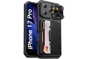 Vihibii for iPhone 17 Pro Case Wallet with Card Holder (4 Cards) [RFID Blocking] & Slide Camera Cover, Military Grade Drop Protection, Rugged Hard Back & Silicone Edge Phone Case 6.3" 5G 2025, Black