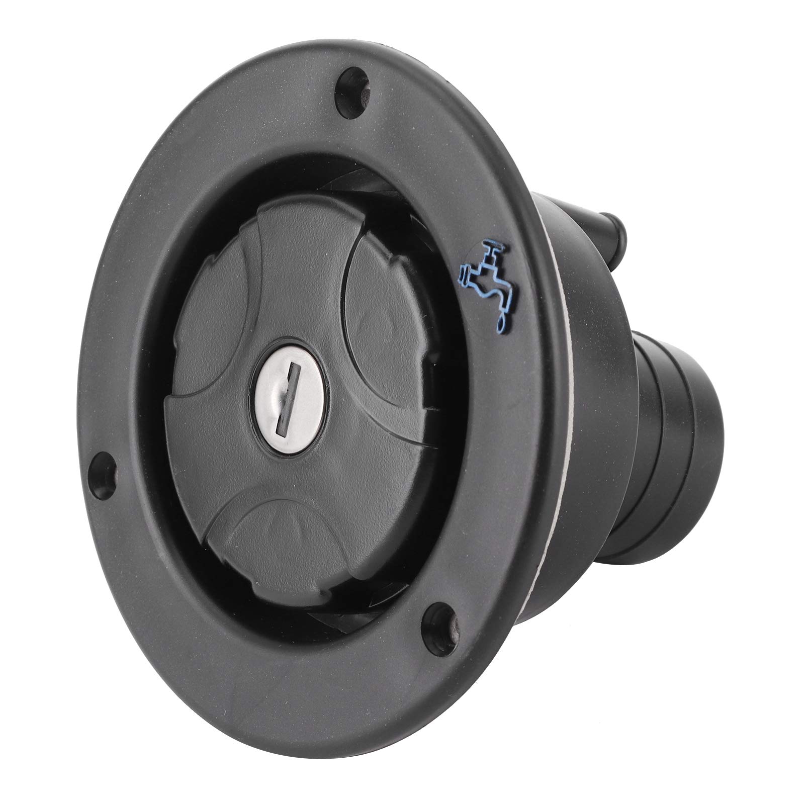 RV Water Filler, Gravity Water Inlet Water Filling Cap Lockable Waterproof Black Camper RV Caravan RV