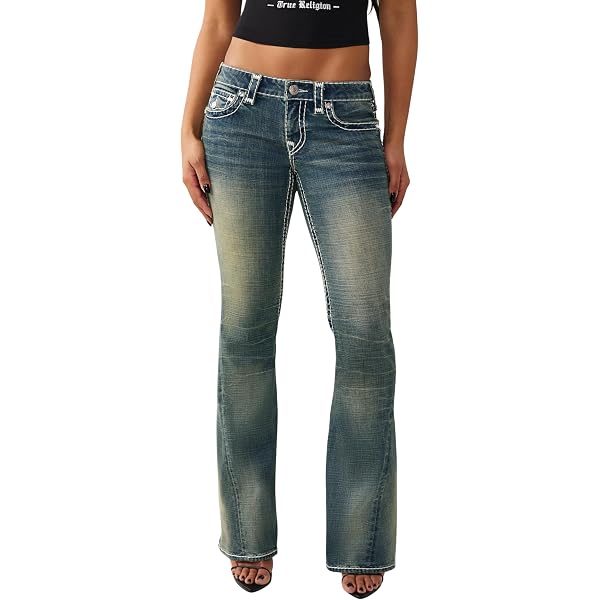 True Religion Women's Joey Low Rise Super T Flare Jeans - Denim