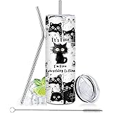 xiiai Cat Lovers Gifts, Cat Gifts For Women, Black Cats Tumbler 20oz, Cute Tumblers For Woman With Lid And Straw, Stainless Steel Cup Cats Gift Birthday Christmas Party Gift For Women