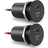 Acegoo 118W 12V USB Outlet 100W Type-C Laptop Car Charger,18W QC3.0 USB-A Dual Port Fast Charging Socket, Replacement Car Charger Accessories for RV Camper Trailer Truck Boat Golf (2Pcs)