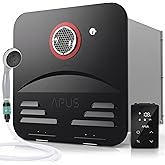 APUS RV Tankless Water Heater, 68,000 BTU Propane Gas On Demand Hot Water with Black Door&Remote, 12V, 3.9 GPM, High Altitude