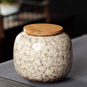 XUDREZ Storage Containers Tea Tins Food Storage Containers Ceramic, Ceramics Tea Canister Traditional Tea Caddy, Portable Sealed Storage Tank Can Store Tea/Honey/Seed/Coffee (White)