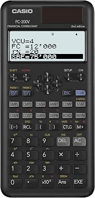 FC-200V-2 Calculadora Financeira, 16,2 x 7,7 x 1,1, Preto