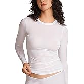 SOULVOR Natrelax Long Sleeve Shirts for Women Modal Ribbed Going Out Tops Crewneck Sleep Pajamas Tight Casual T-Shirts