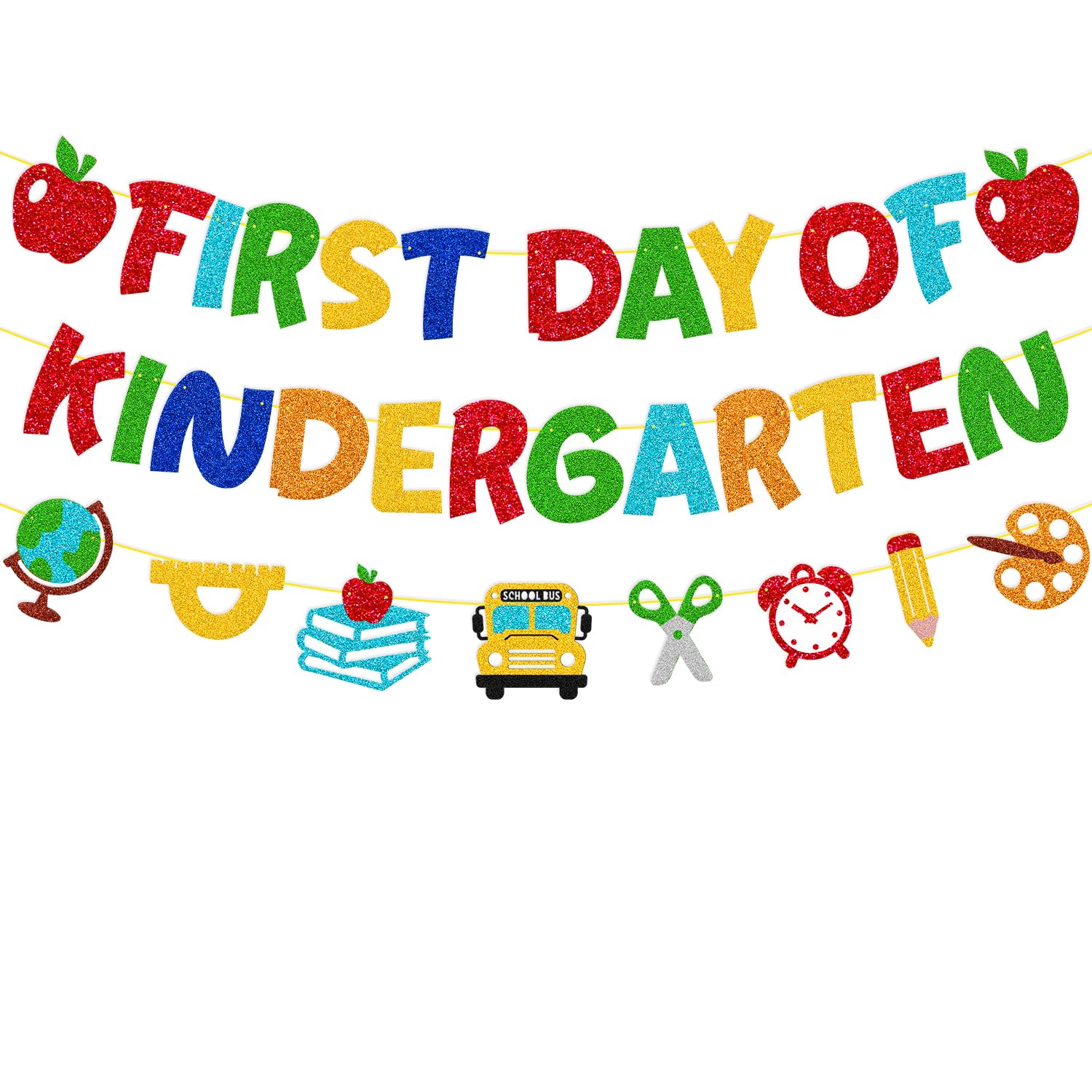Photo 1 of First Day of Kindergarten Banner Welcome Back to Kindergarten Party Decorations for Student School Celebrating 1st Day of Kindergarten Party Supplies