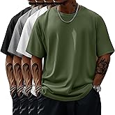 Evervibe 4 Pack Men's Big & Tall Short Sleeve Tees, Crew Neck Shirts Moisture Wicking Gym Casual Tops Multipack