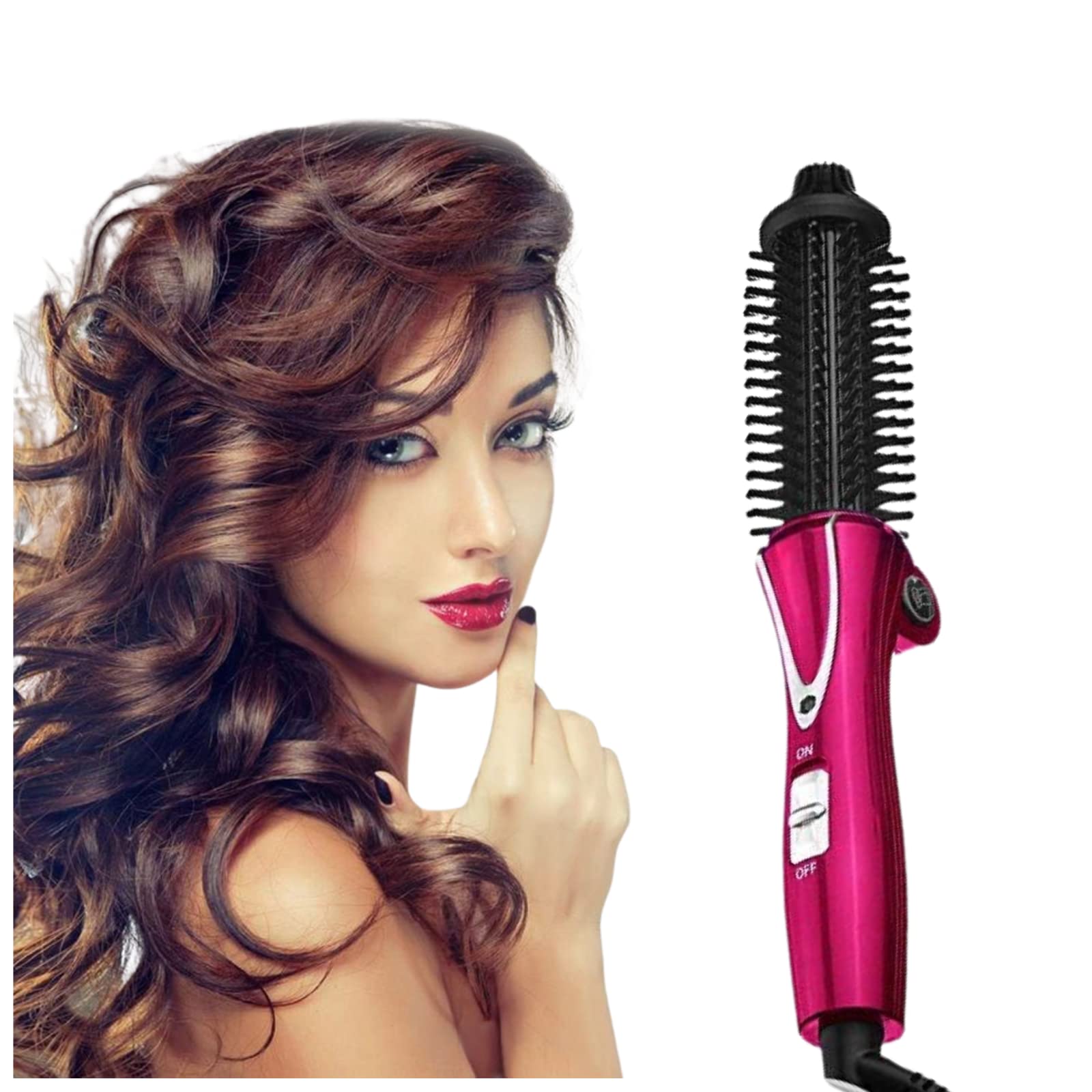 Foldable Travel Hair Curler Brush – Dual Voltage 100-240V Styling Tool with UK Plug, Compact Hot Brush for Short Hair, Quick Heat-Up, Easy to Use & Travel-Friendly
