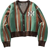 BEAUDRM Men's Striped Cardigan Sweaters Vintage Button Down Long Sleeve V Neck Knitted Outerwear