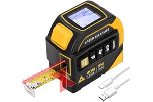 EDOVAF 4 in 1 Laser Tape Measure with Level and Crosshairs, 16FT AutoLock Measuring Tape and 130FT Laser Measurement Tool with Large LCD Display, Area, Volume, Pythagorean, Cosine