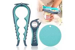 3-piece Jar Opener Gripper Set, 5 in 1 Multi-Function Bottle Lid Opener for Arthritic Hands with Non Slip Rubber Jar Opener G