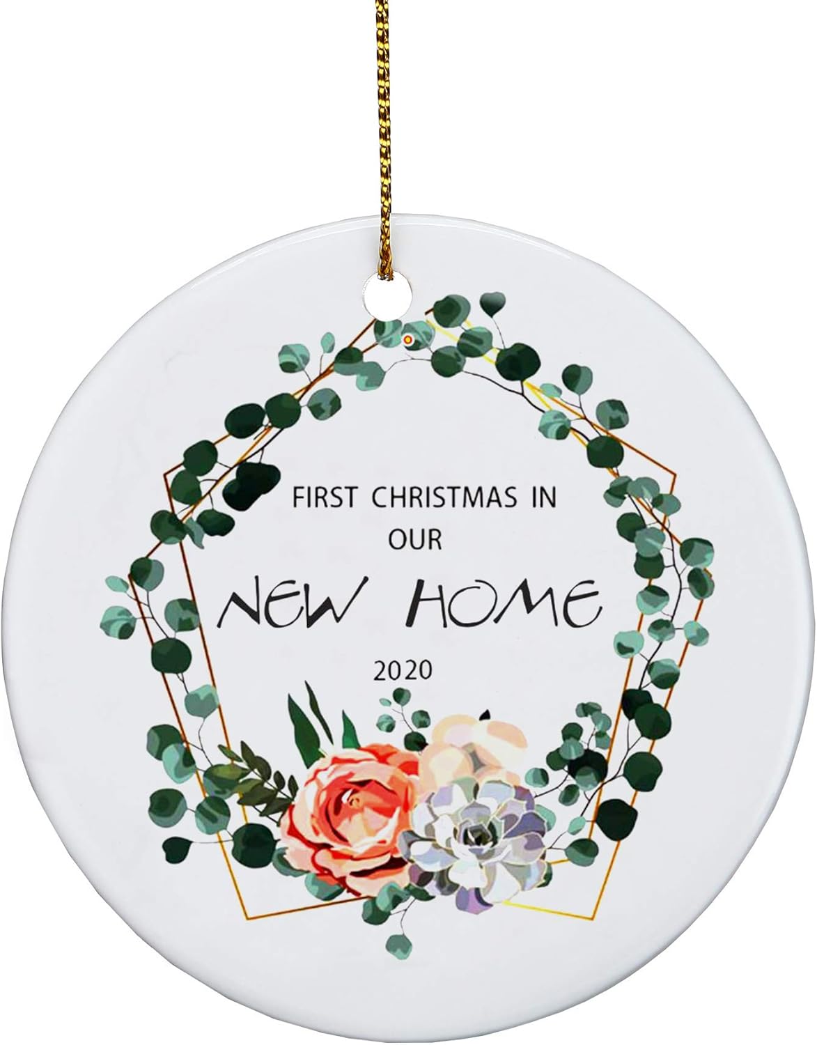 Our First Christmas in Our New Home 2020 ,Eve Family Ornament Ceramic Gifts| Ceramic Handmade Ornaments |Crafts Window Door Kitchen Dress up Hanging – A Year to Remember (Green)