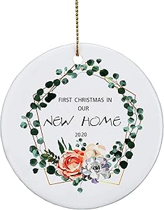Our First Christmas in Our New Home 2020 ,Eve Family Ornament Ceramic Gifts| Ceramic Handmade Ornaments |Crafts Window Door Kitchen Dress up Hanging – A Year to Remember (Green)