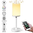 Marrado Bluetooth Speakers + Bedside Lamp, Night Light, Smart Touch Control Table Lamp for Bedroom Living Room, Portable Rechargeable LED Desk Lamp, Dimmable Warm White & Color Changing