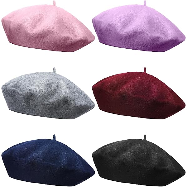 BBTO 8 Pcs Wool Beret Hats Crystal Brooch Sets French Beanie  display picture 3