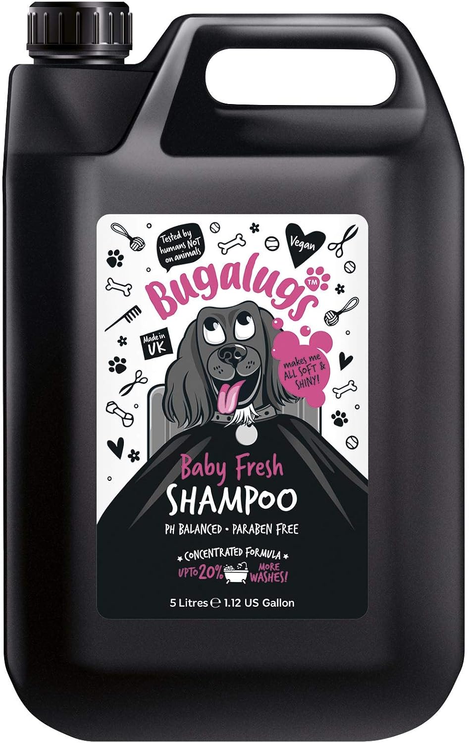 BUGALUGS Baby Fresh Dog Shampoo 5 Litre grooming products for smelly dogs with baby powder scent best puppy shampoo baby fresh