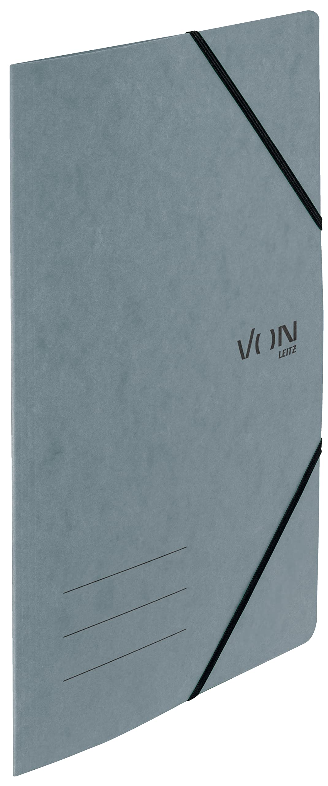 Leitz VON A4 Recycled Cardboard Folder Pack of 5, Grey, Modern Von Print, Holds 150 Sheets, Elastic Band Closure