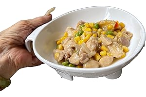 Adaptive Scoop Plate with Handle - Non-Skid Melamine Bowl for Disabled Adults, One-Handed Plates for Elderly with Tremor, Arthritis or Parkinson's, 6 Inch, Spill-Proof, by Senior ICare