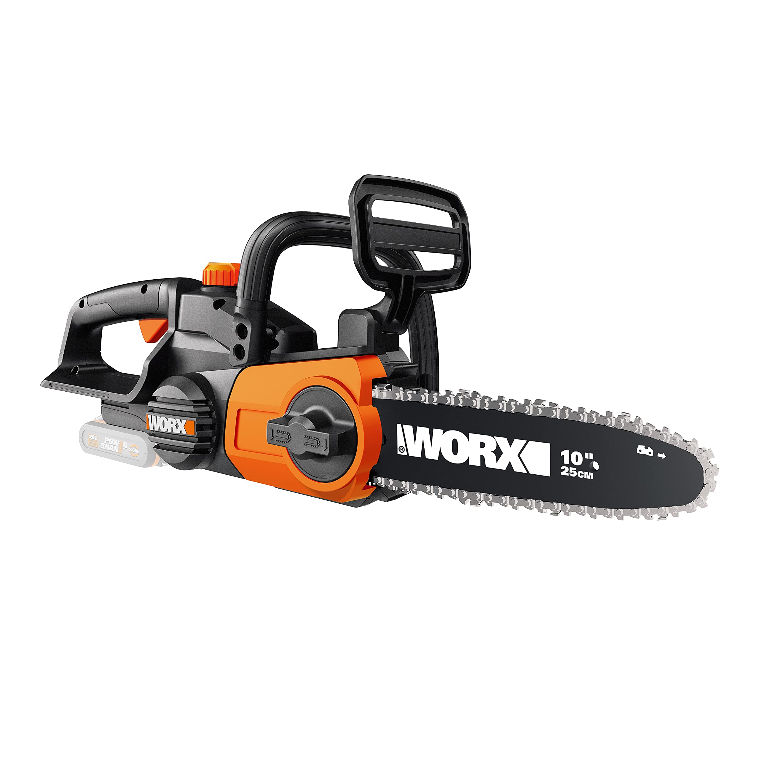 WORX WG322E.9 Akku Kettensäge 20V – Praktische Holzsäge für Einsätze im Garten & Bauarbeiten - mit 25 cm Schnittlänge & automatischer Kettenspannung
