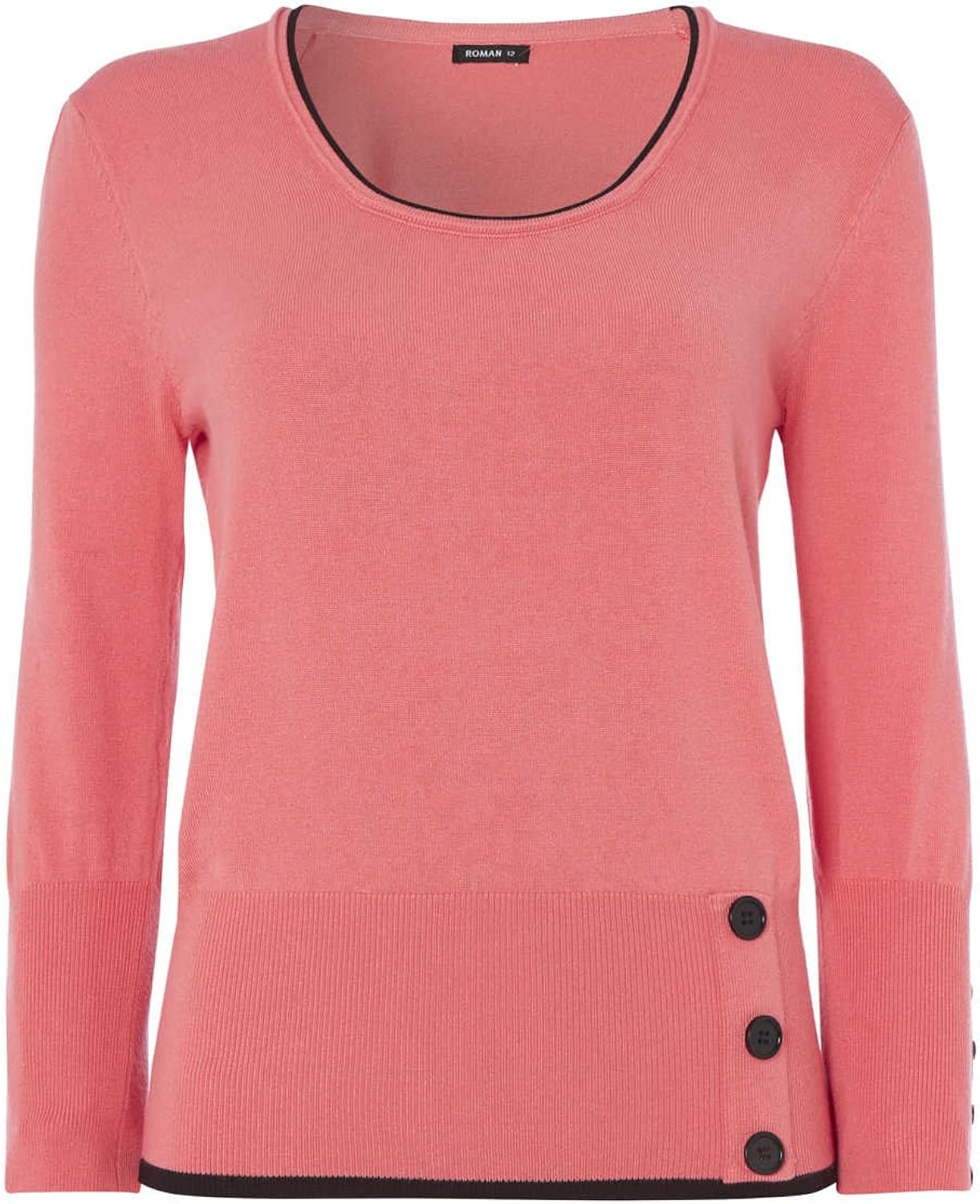 Roman Originals Women's Contrast Button Detail Jumper Ladies Knitwear