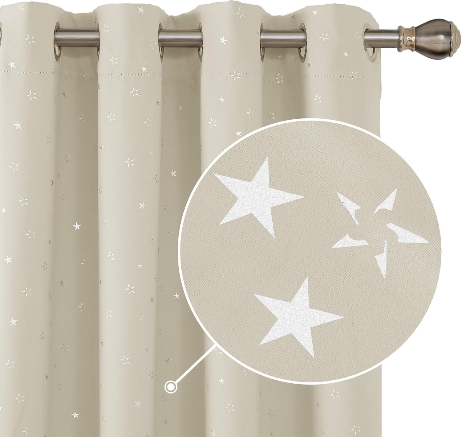 Amazon Com Deconovo Beige Room Darkening Curtains Star Print