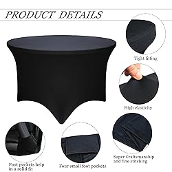 2 Pack Black 72-Inch Diameter x 30-Inch High Round