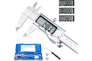VOFAUISS Digital Caliper Measuring Tool,Caliper Measuring Tool with Stainless Steel, Micrometer Dial Vernier Caliper Digital,Large LCD Screen, IP54 Splash Proof, Auto-Off Feature,6 Inch/150mm Caliper Tool