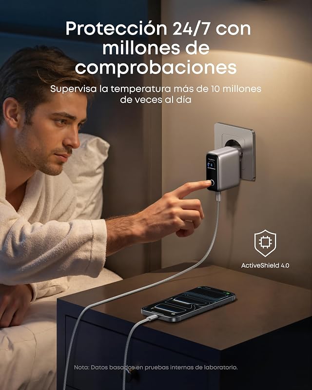 Carregador de 100 W de carregamento rápido para iPhone, carregador compacto de parede GAN de 3 portas, ecrã inteligente, controlo tátil, compatível com MacBook, iPad, iPhone Series 17/16/15
