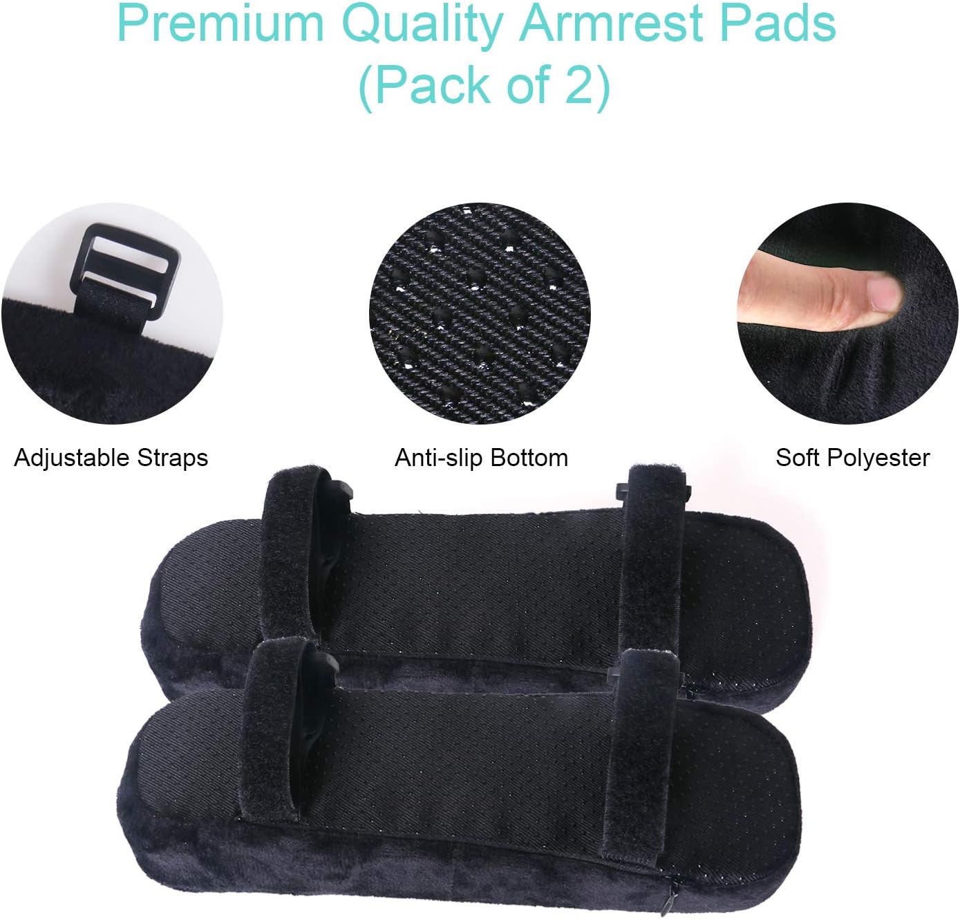 Office Chair Arm Pads, Armrest Elbow Support Pad Cushion Homesy Pack of 2 Comfortable Memory Foam for Gaming Chair, Wheelchair, Home Office Seat to Reduce Pain Pressure Relief Ergonomic Padded Pillow : Office Products