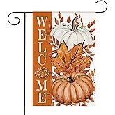 HOMFREEST Pumpkin Fall Garden Flag 12x18 Inch Double Sided for Outside Burlap Welcome Autumn Seasonal Thanksgiving Small Flag Farmhouse Yard Outdoor Decoration