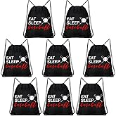 Shappy 8 Pcs Baseball Drawstring Bags Set Baseball Party Favor Black String Bag Backpack Snack Goodies Treat Bags Gift Packaging Storage Gym Sports Bag for Team Boys Game Day Theme Party Supplies Gift