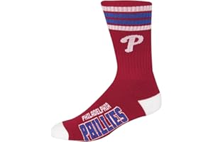 FBF ORIGINALS MLB 4 Stripe Deuce Crew Socks Mens-Philadelphia Phillies-Size Large(10-13)