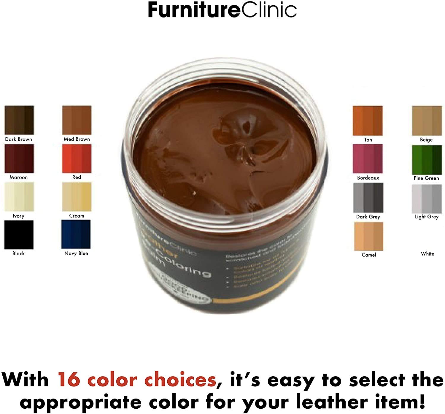 Furniture Clinic Leather Recoloring Balm (8.5 fl oz) Leather Color