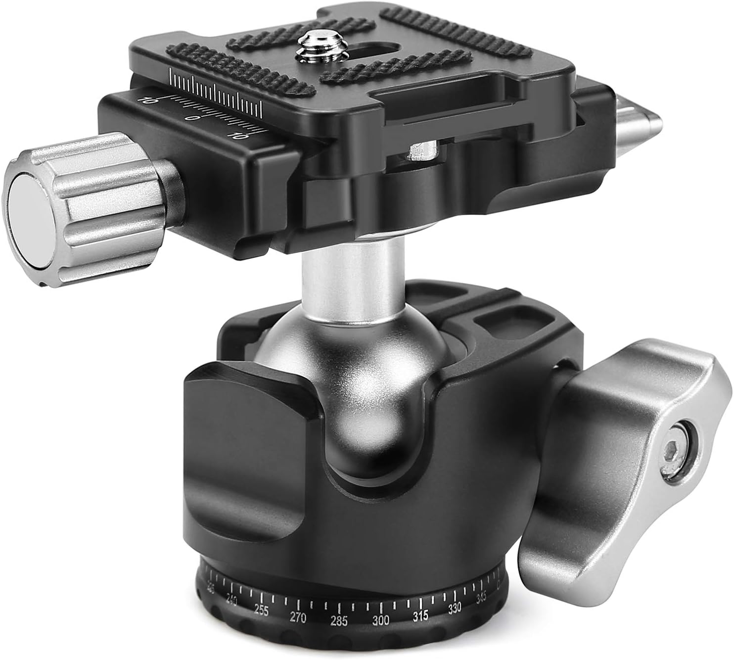 Koolertron Tripod Ball Head, 360-degree Panoramic Anodized Surface CNC Finishing Aluminum-alloy Construction with Quick Release Plate for DSLR Camera Tripod Monopod, 25mm Sphere, 10kg Load (QJ-20)