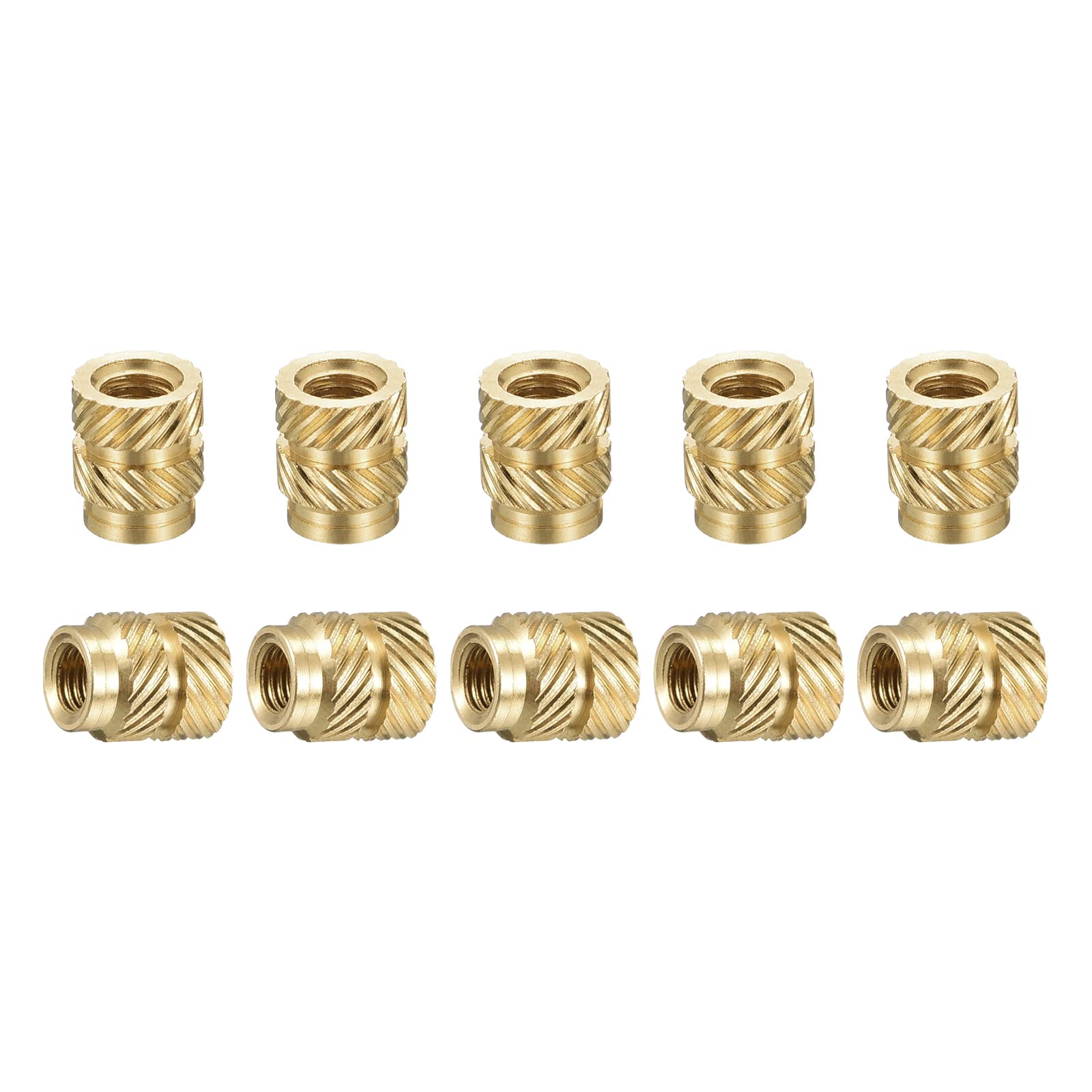 DTGN M3x6mmx5mm(IDxLxOD) Knurled Insert Nuts - 120 Pack - Good for Plastic Shells - Brass Female Thread Heat Set Inserts Embedment Nut