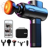 RENPHO Massage Gun with Heat, Portable Muscle Percussion Massager with Bluetooth for Back and Neck, 5 Replaceable Heads, Carry Case