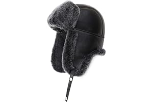 MUMCU'S LEATHER - LEATHER WANTS TO BE MUMCU'S Ushanka Aviator Trapper Leather Hat Men Women, Sheepskin Fur Russian Soviet Earflaps Hat, Warm Outdoor Winter Hat 2024