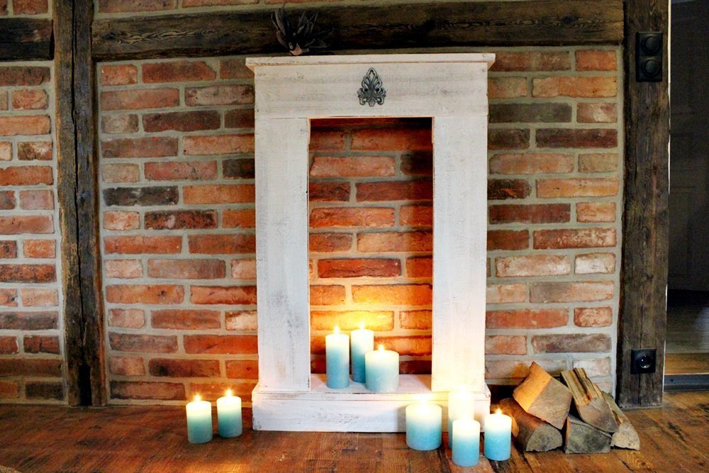 Kaminumrandung Antik Wei szlig Holz Kaminkonsole SHABBY Vintage