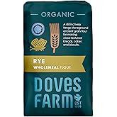 Doves Farm Organic Stoneground Wholemeal Rye Flour 2.2 lb (1 kg) - High Fiber Ancient Whole Grain Dark Rye Flour for British Baking Breads, Cakes &amp; Biscuits | Kosher &amp; Vegan | Imported from UK