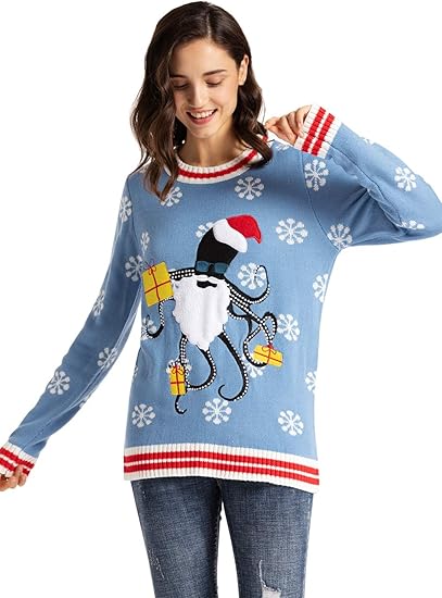 Amazon Twotwowin ユニセックス アグリークリスマスセーター ファニートナカイ スノーフレークニットプルオーバーセーター ホリデー ユニセックスセーター1枚 Us サイズ Large セーター 通販