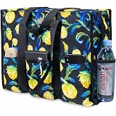 TOPDesign Utility Water Resistant Tote Bag with 13 Pockets, Zipper Closure | Thick Bottom Support, Stands Upright, for Working Women, Teachers, Nurses, Accountants