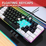 Snpurdiri 60% Gaming Keyboard UK Layout RGB Detachable USB-C Black White view 4