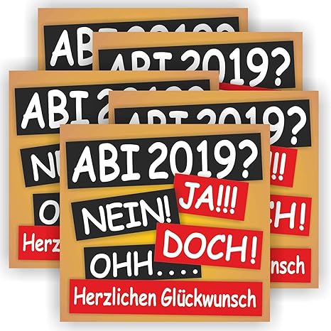 Play-Too 5 Aufkleber Etikett Flasche Sektflasche Weinflasche Bierflasche Abi Abitur Reifeprüfung Nein Ja Doch Ohhh